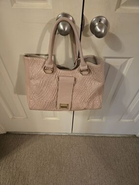 Quilted Pale Pink Tote Bag with Gold Hardware